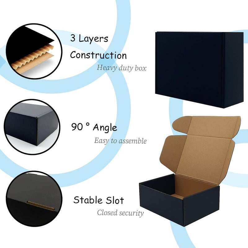 Livejun 24 Pack 8x6x3 inch Black Shipping Boxes ，Cardboard Packaging Boxes for Mailing Shipping Corrugated Cardboard Boxes for Packaging Small Business Craft Flat Shipping Boxes Empty Gifts Giving Products - Image 3